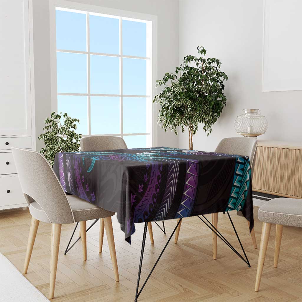 Hawaii Turtles Plumeria Tablecloth Amethyst Gradient Polynesian Pattern