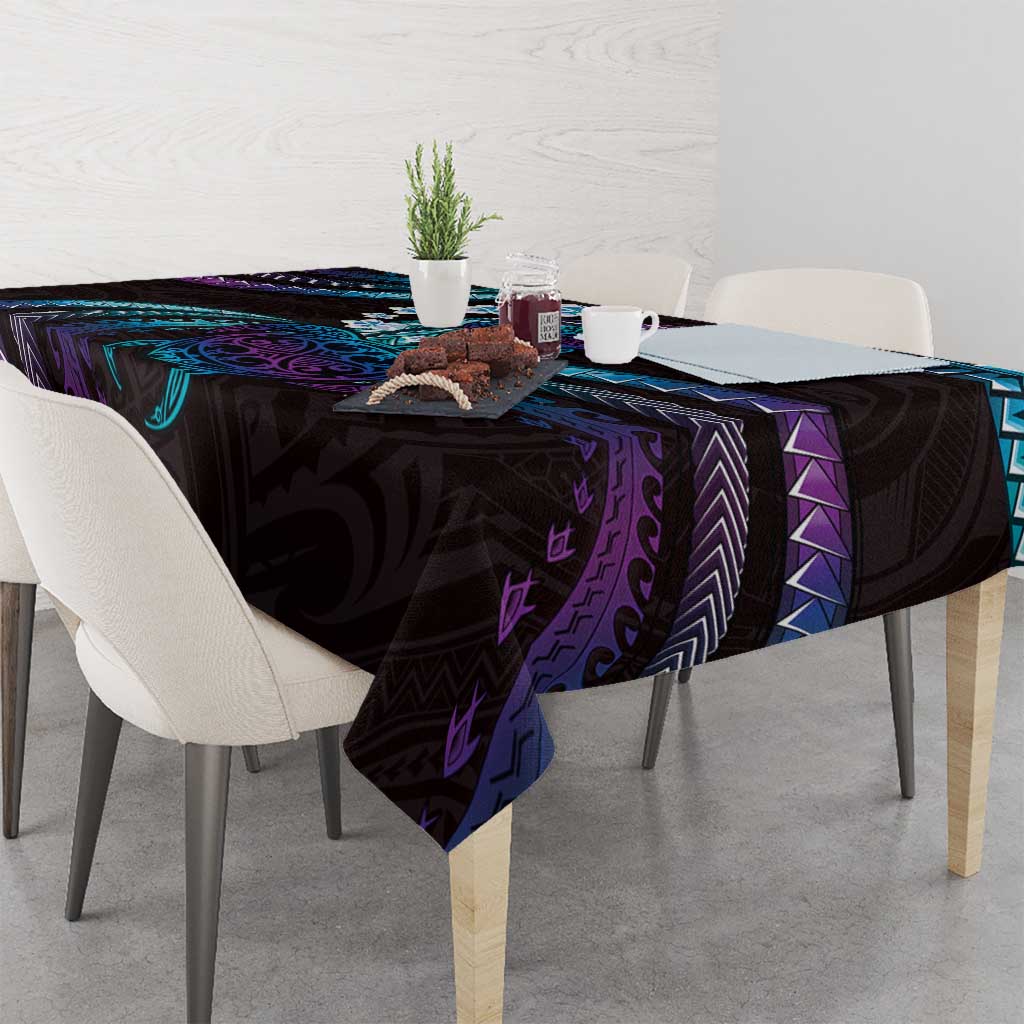 Hawaii Turtles Plumeria Tablecloth Amethyst Gradient Polynesian Pattern