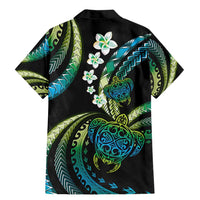 Hawaii Turtles Plumeria Family Matching Mermaid Dress and Hawaiian Shirt Chartreuse Cyan Polynesian Pattern LT01 - Polynesian Pride