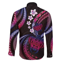Hawaii Turtles Plumeria Family Matching Long Sleeve Bodycon Dress and Hawaiian Shirt Sweet Gradient Polynesian Pattern