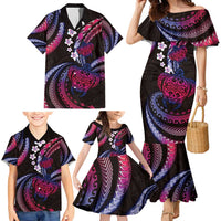 Hawaii Turtles Plumeria Family Matching Mermaid Dress and Hawaiian Shirt Sweet Gradient Polynesian Pattern LT01 - Polynesian Pride