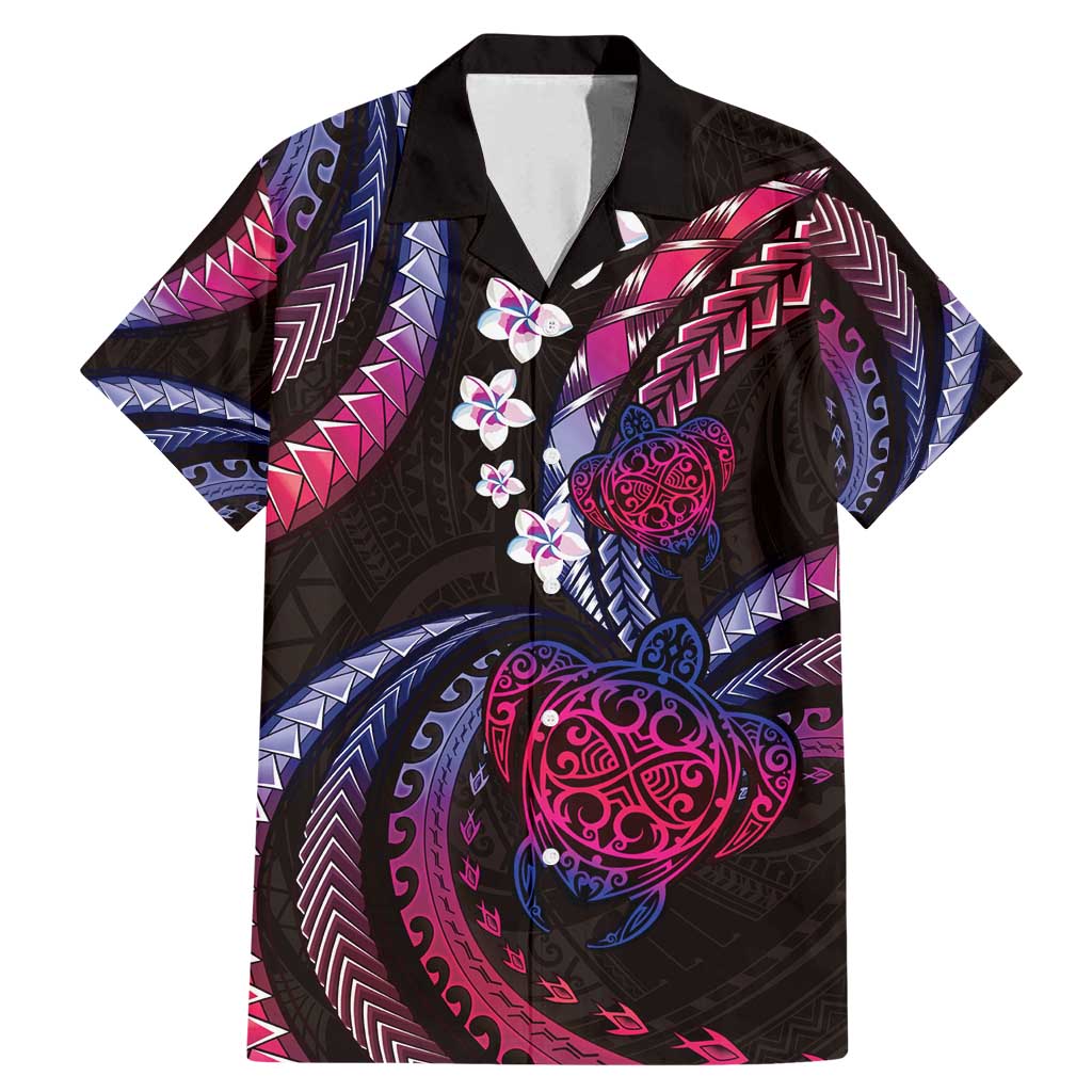 Hawaii Turtles Plumeria Family Matching Mermaid Dress and Hawaiian Shirt Sweet Gradient Polynesian Pattern LT01 Dad's Shirt - Short Sleeve Pink - Polynesian Pride