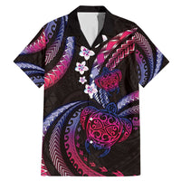 Hawaii Turtles Plumeria Family Matching Mermaid Dress and Hawaiian Shirt Sweet Gradient Polynesian Pattern LT01 Dad's Shirt - Short Sleeve Pink - Polynesian Pride