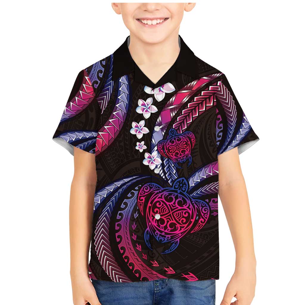 Hawaii Turtles Plumeria Family Matching Mermaid Dress and Hawaiian Shirt Sweet Gradient Polynesian Pattern LT01 Son's Shirt Pink - Polynesian Pride