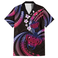 Hawaii Turtles Plumeria Family Matching Off Shoulder Maxi Dress and Hawaiian Shirt Sweet Gradient Polynesian Pattern LT01 Dad's Shirt - Short Sleeve Pink - Polynesian Pride