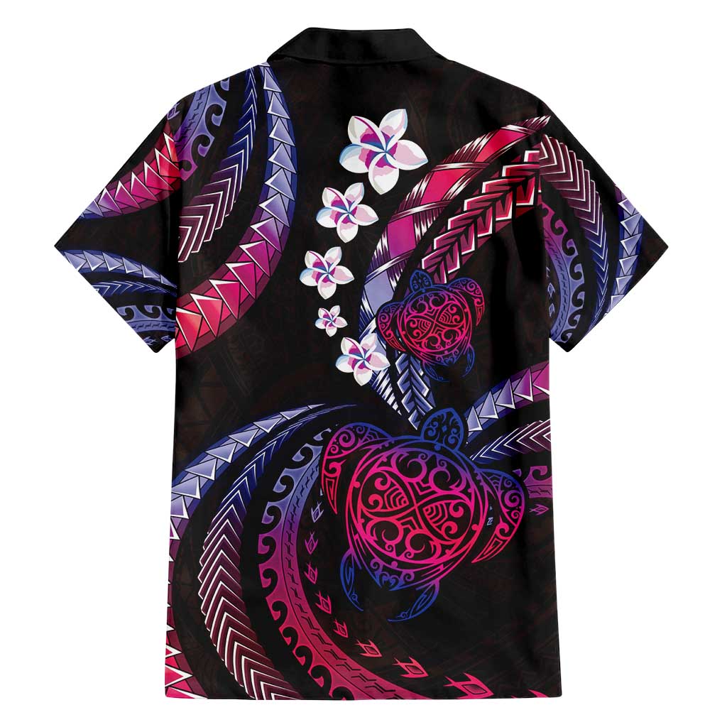 Hawaii Turtles Plumeria Family Matching Off Shoulder Maxi Dress and Hawaiian Shirt Sweet Gradient Polynesian Pattern LT01 - Polynesian Pride