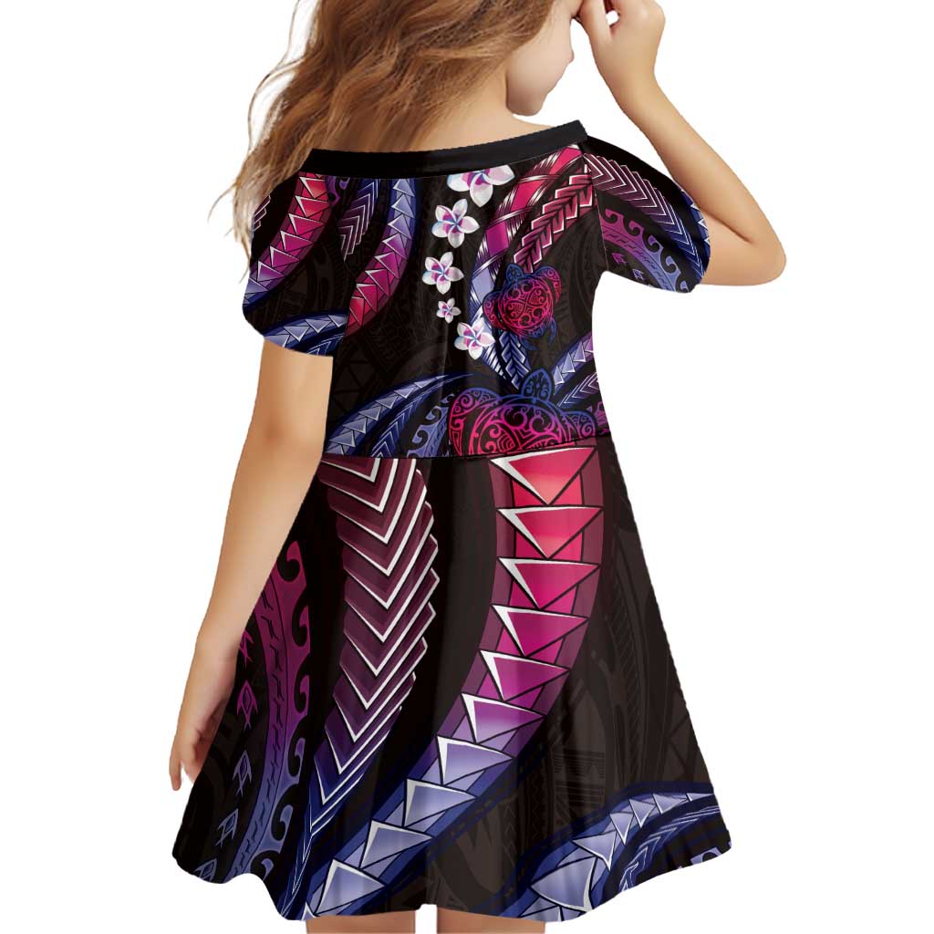 Hawaii Turtles Plumeria Family Matching Off Shoulder Short Dress and Hawaiian Shirt Sweet Gradient Polynesian Pattern