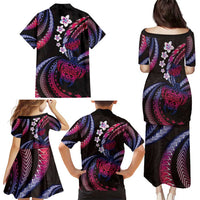 Hawaii Turtles Plumeria Family Matching Puletasi and Hawaiian Shirt Sweet Gradient Polynesian Pattern