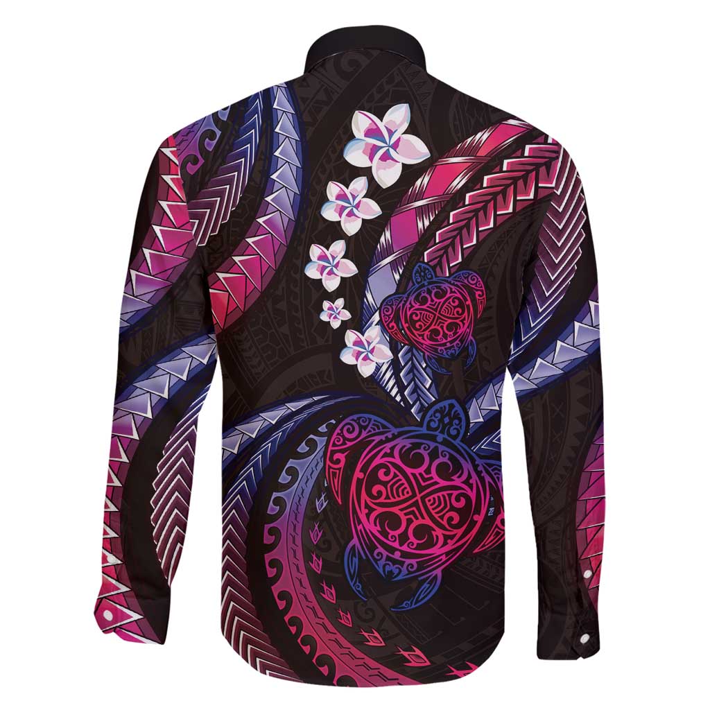 Hawaii Turtles Plumeria Family Matching Tank Maxi Dress and Hawaiian Shirt Sweet Gradient Polynesian Pattern