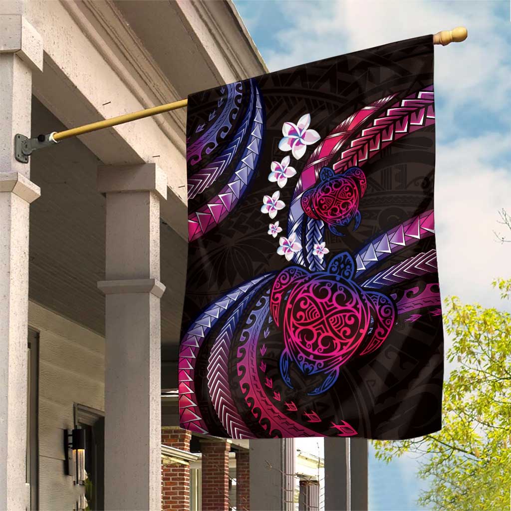 Hawaii Turtles Plumeria Garden Flag Sweet Gradient Polynesian Pattern