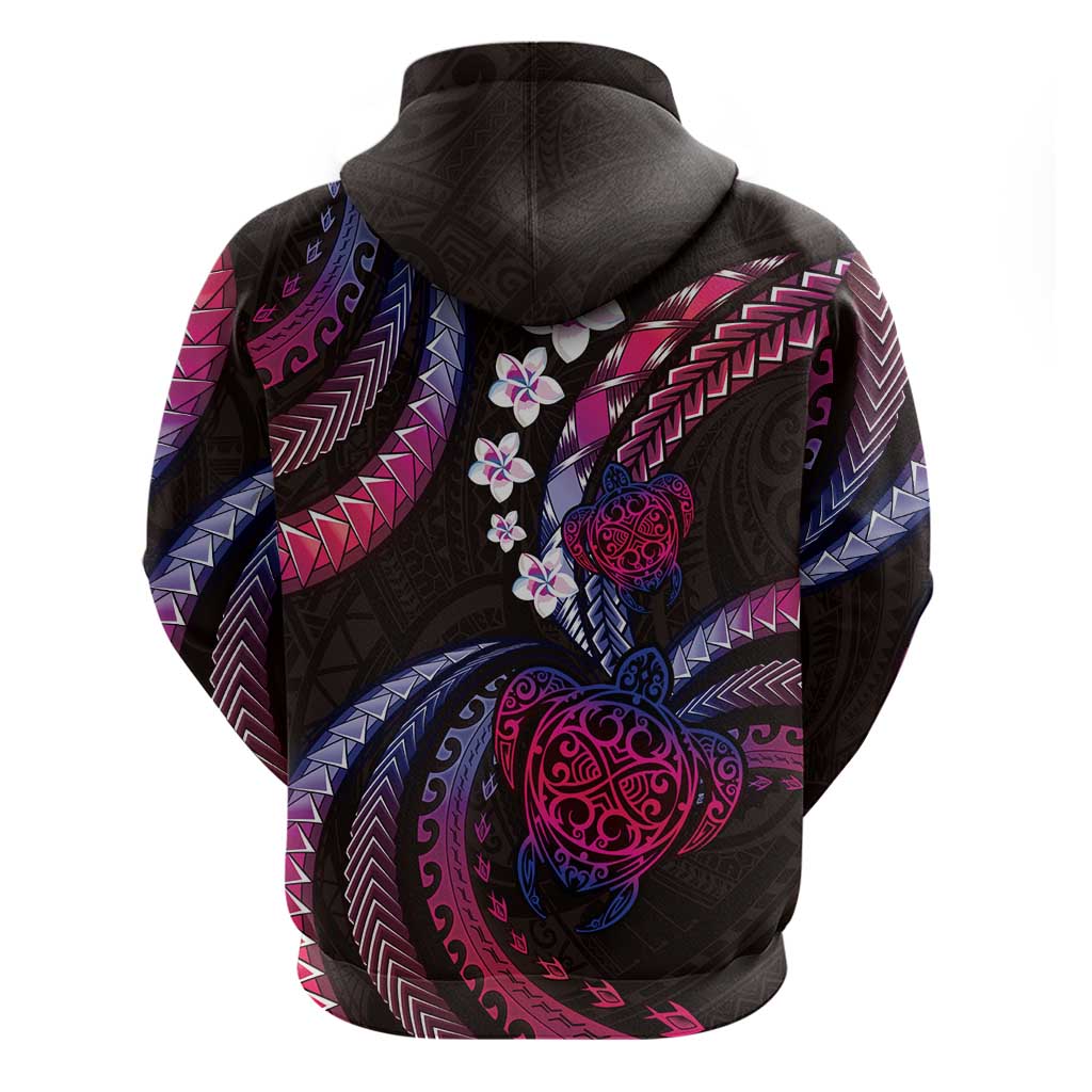 Hawaii Turtles Plumeria Hoodie Sweet Gradient Polynesian Pattern