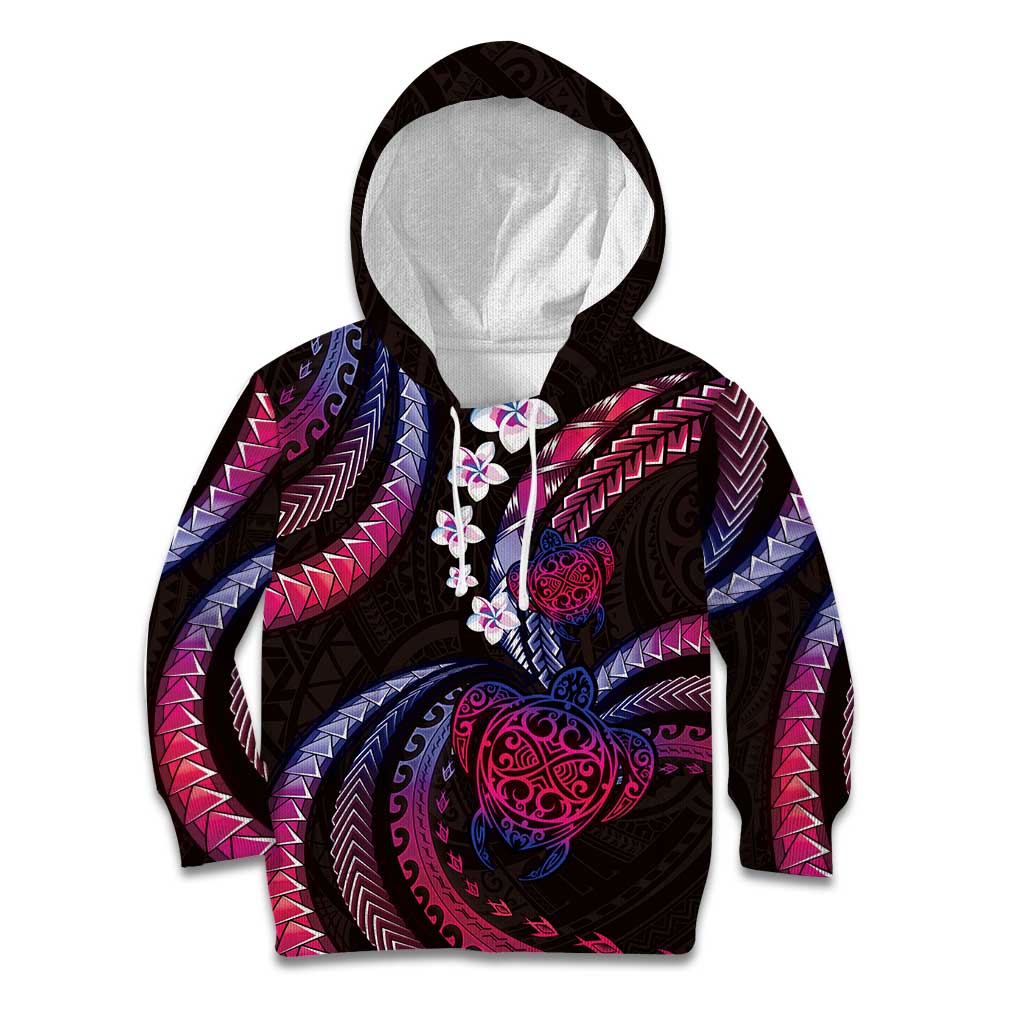 Hawaii Turtles Plumeria Kid Hoodie Sweet Gradient Polynesian Pattern