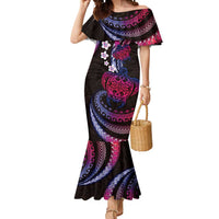Hawaii Turtles Plumeria Mermaid Dress Sweet Gradient Polynesian Pattern