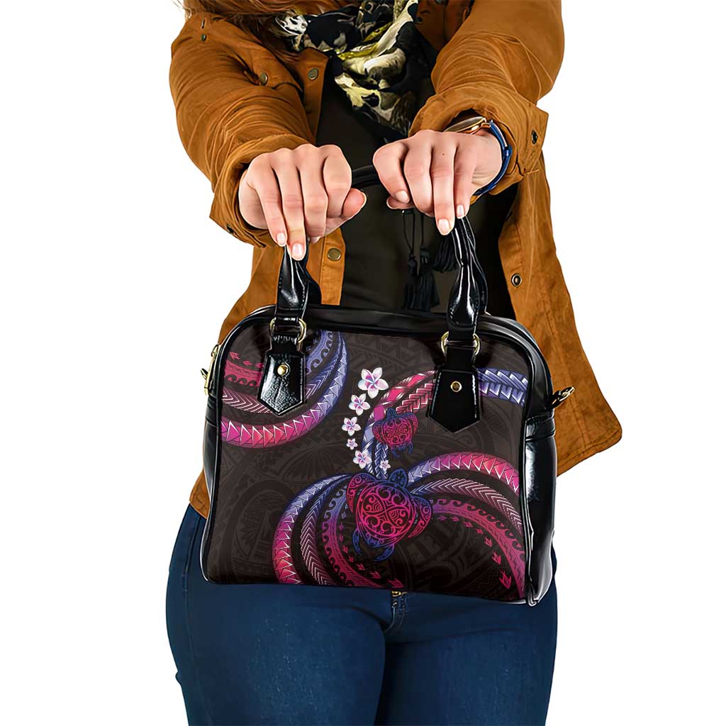 Hawaii Turtles Plumeria Shoulder Handbag Sweet Gradient Polynesian Pattern