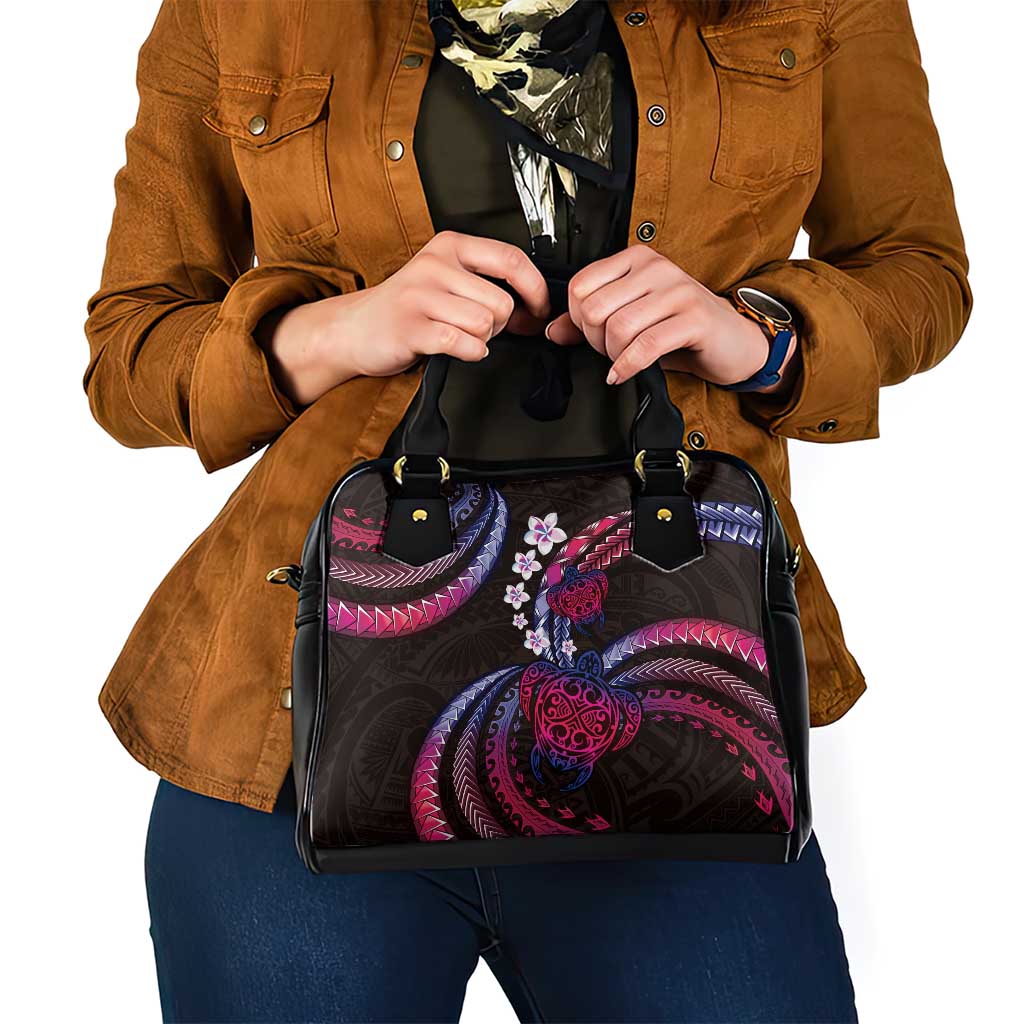 Hawaii Turtles Plumeria Shoulder Handbag Sweet Gradient Polynesian Pattern