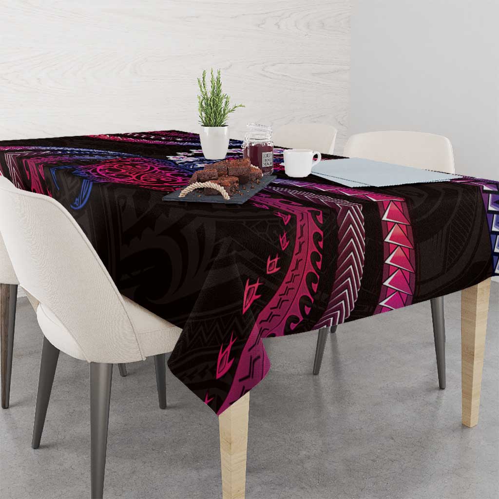Hawaii Turtles Plumeria Tablecloth Sweet Gradient Polynesian Pattern