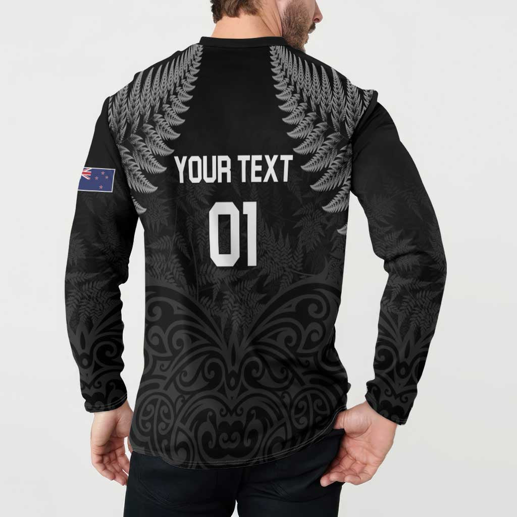 Custom New Zealand 2024 Rugby Button Sweatshirt Silver Fern Aotearoa Kiwi