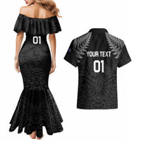 Custom New Zealand 2024 Rugby Couples Matching Mermaid Dress and Hawaiian Shirt Silver Fern Aotearoa Kiwi LT01 - Polynesian Pride