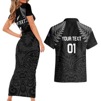 Custom New Zealand 2024 Rugby Couples Matching Short Sleeve Bodycon Dress and Hawaiian Shirt Silver Fern Aotearoa Kiwi LT01 - Polynesian Pride