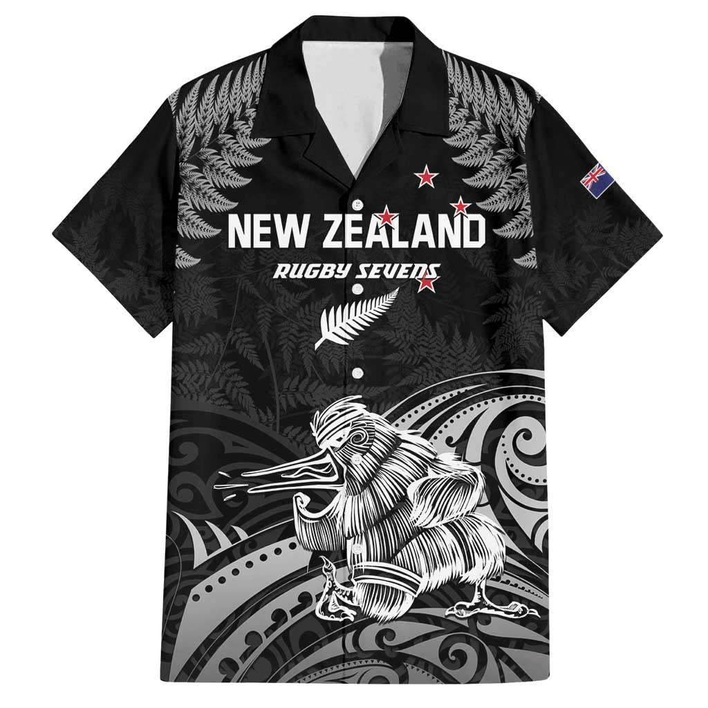 Custom New Zealand 2024 Rugby Family Matching Long Sleeve Bodycon Dress and Hawaiian Shirt Silver Fern Aotearoa Kiwi LT01 Dad's Shirt - Short Sleeve Black - Polynesian Pride