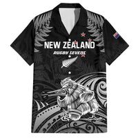 Custom New Zealand 2024 Rugby Family Matching Off Shoulder Maxi Dress and Hawaiian Shirt Silver Fern Aotearoa Kiwi LT01 Dad's Shirt - Short Sleeve Black - Polynesian Pride
