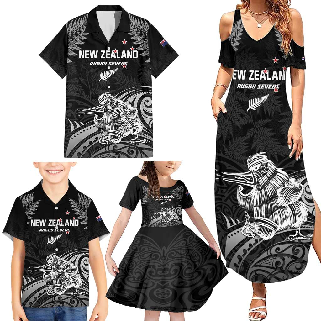 Custom New Zealand 2024 Rugby Family Matching Summer Maxi Dress and Hawaiian Shirt Silver Fern Aotearoa Kiwi LT01 - Polynesian Pride
