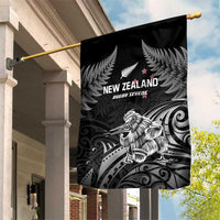 New Zealand 2024 Rugby Garden Flag Silver Fern Aotearoa Kiwi LT01 House Flag Black - Polynesian Pride