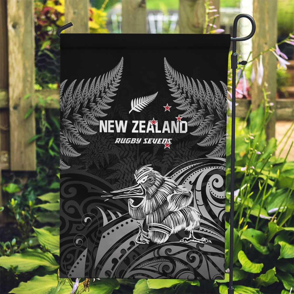 New Zealand 2024 Rugby Garden Flag Silver Fern Aotearoa Kiwi LT01 Garden Flag Black - Polynesian Pride