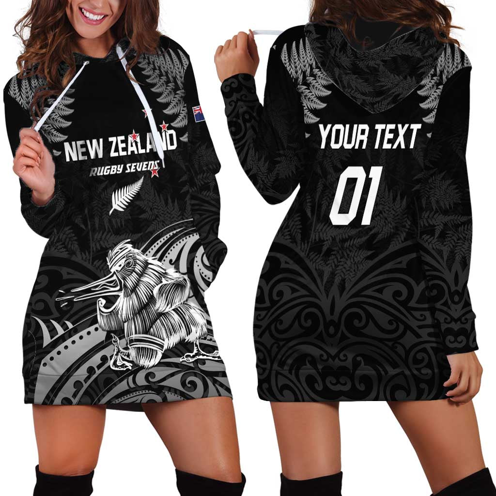 Custom New Zealand 2024 Rugby Hoodie Dress Silver Fern Aotearoa Kiwi LT01 - Polynesian Pride