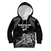 Custom New Zealand 2024 Rugby Kid Hoodie Silver Fern Aotearoa Kiwi LT01 Hoodie Black - Polynesian Pride