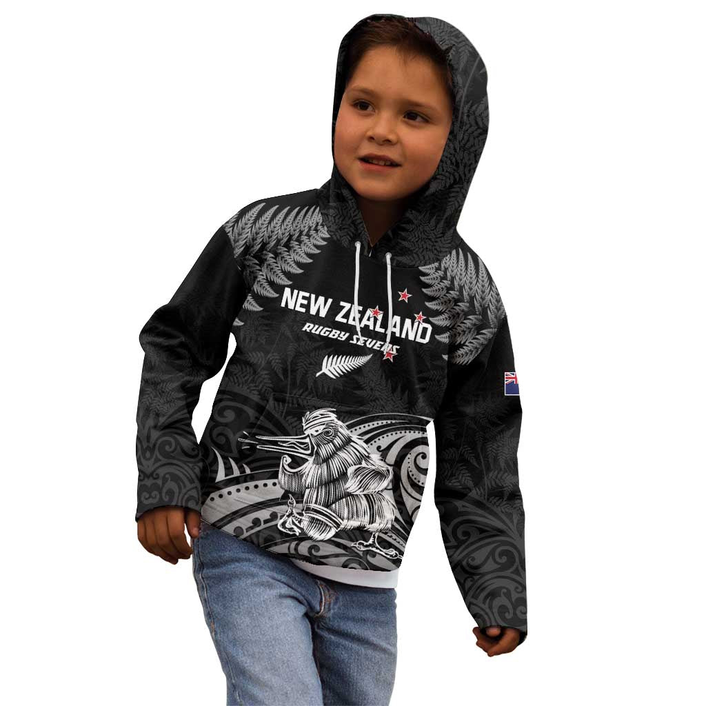Custom New Zealand 2024 Rugby Kid Hoodie Silver Fern Aotearoa Kiwi LT01 - Polynesian Pride