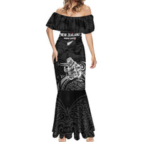 Custom New Zealand 2024 Rugby Mermaid Dress Silver Fern Aotearoa Kiwi LT01 - Polynesian Pride