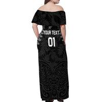 Custom New Zealand 2024 Rugby Off Shoulder Maxi Dress Silver Fern Aotearoa Kiwi LT01 - Polynesian Pride