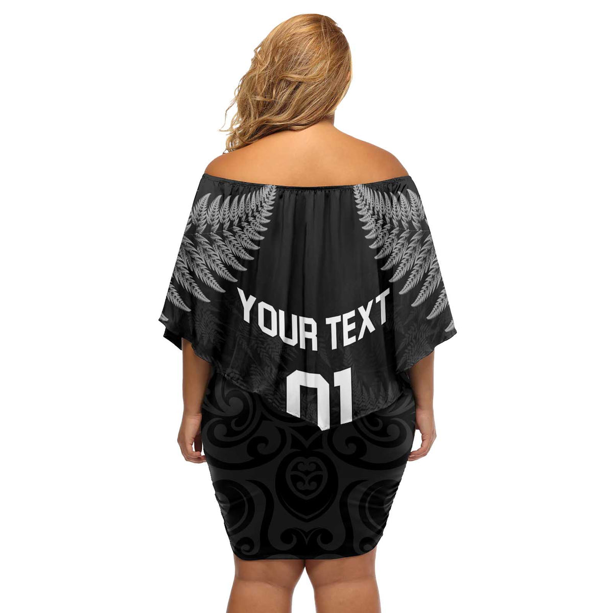 Custom New Zealand 2024 Rugby Off Shoulder Short Dress Silver Fern Aotearoa Kiwi LT01 - Polynesian Pride