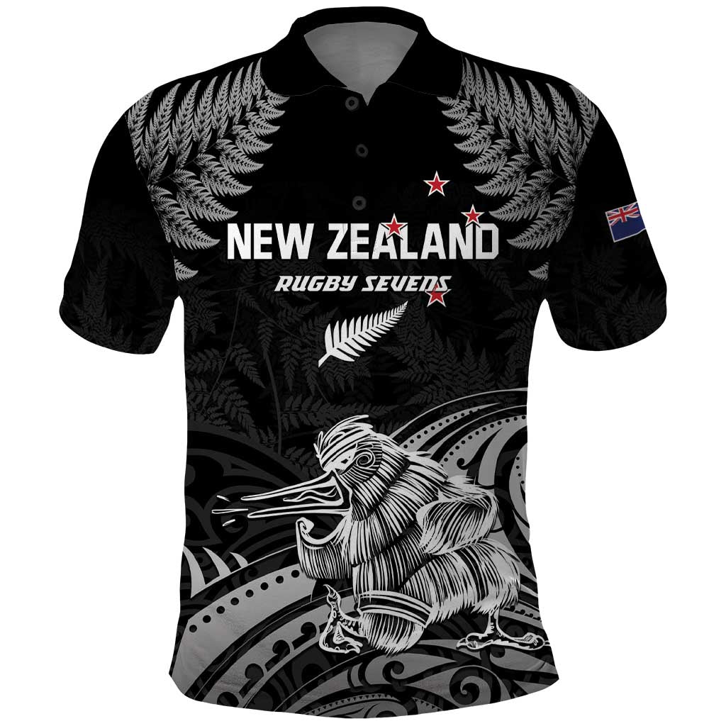 Custom New Zealand 2024 Rugby Polo Shirt Silver Fern Aotearoa Kiwi LT01 Black - Polynesian Pride