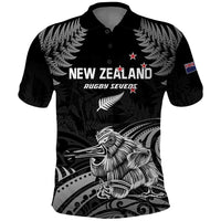 Custom New Zealand 2024 Rugby Polo Shirt Silver Fern Aotearoa Kiwi LT01 Black - Polynesian Pride