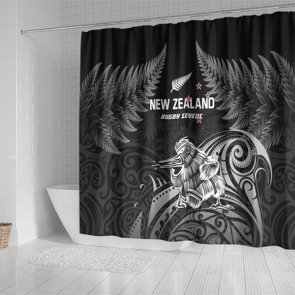 New Zealand 2024 Rugby Shower Curtain Silver Fern Aotearoa Kiwi LT01 - Polynesian Pride