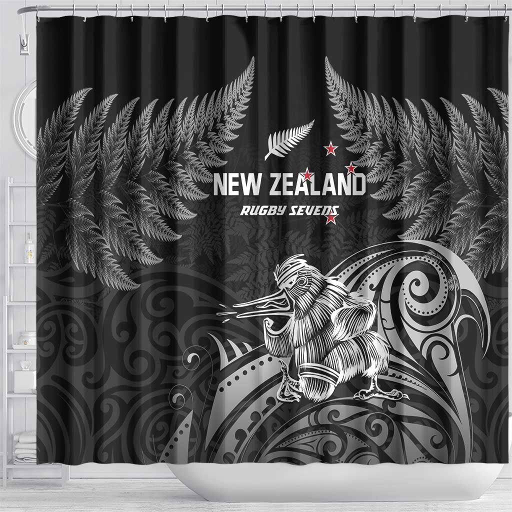 New Zealand 2024 Rugby Shower Curtain Silver Fern Aotearoa Kiwi LT01 - Polynesian Pride