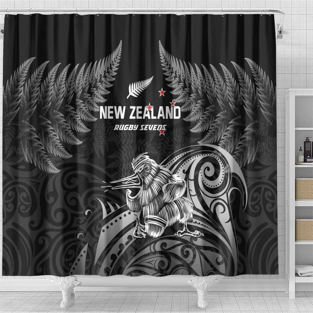 New Zealand 2024 Rugby Shower Curtain Silver Fern Aotearoa Kiwi LT01 - Polynesian Pride