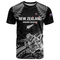 Custom New Zealand 2024 Rugby T Shirt Silver Fern Aotearoa Kiwi LT01 Black - Polynesian Pride