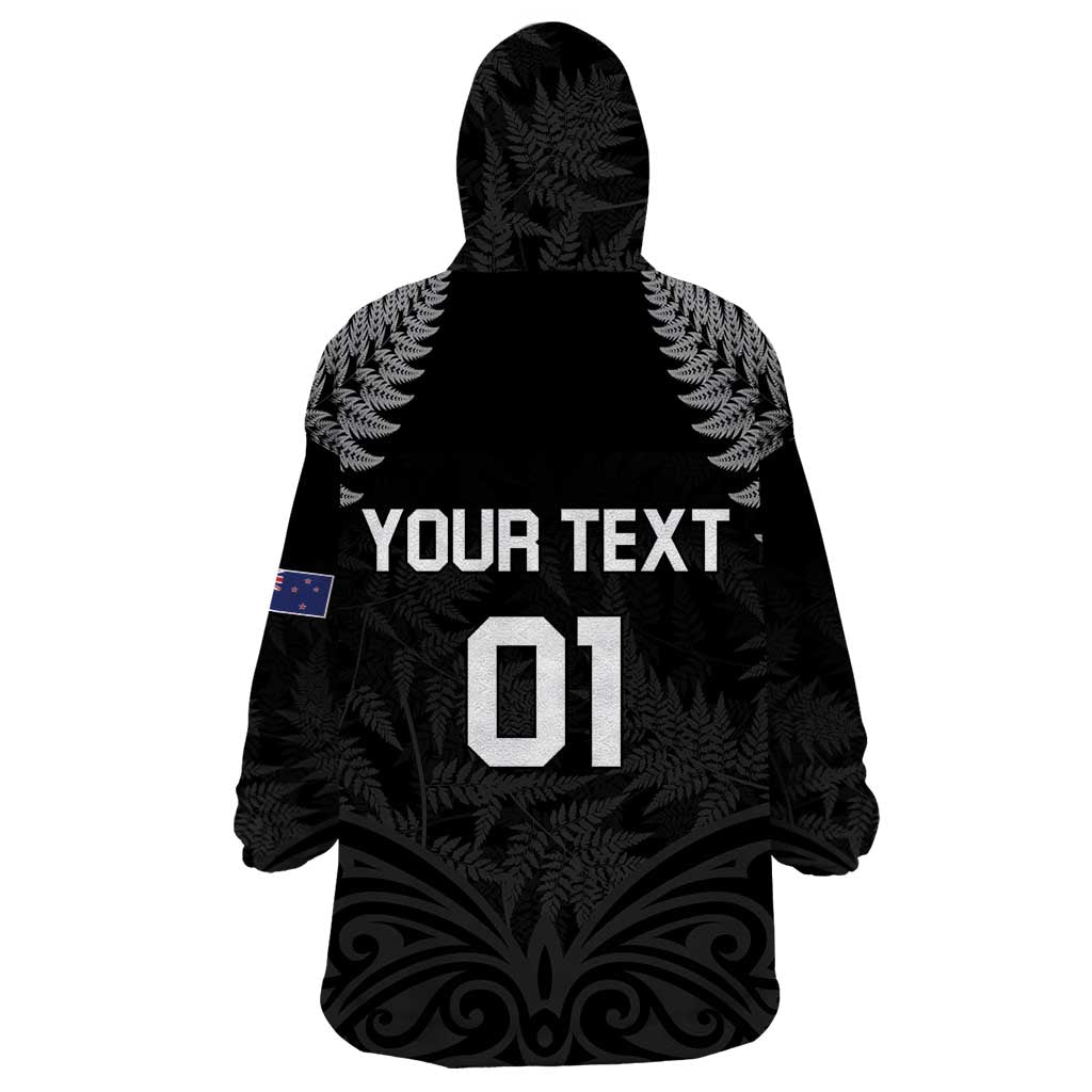 Custom New Zealand 2024 Rugby Wearable Blanket Hoodie Silver Fern Aotearoa Kiwi LT01 - Polynesian Pride