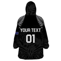 Custom New Zealand 2024 Rugby Wearable Blanket Hoodie Silver Fern Aotearoa Kiwi LT01 - Polynesian Pride
