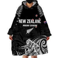 Custom New Zealand 2024 Rugby Wearable Blanket Hoodie Silver Fern Aotearoa Kiwi LT01 - Polynesian Pride