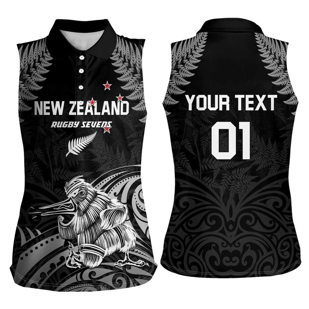 Custom New Zealand 2024 Rugby Women Sleeveless Polo Shirt Silver Fern Aotearoa Kiwi LT01 - Polynesian Pride