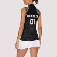 Custom New Zealand 2024 Rugby Women Sleeveless Polo Shirt Silver Fern Aotearoa Kiwi LT01 - Polynesian Pride