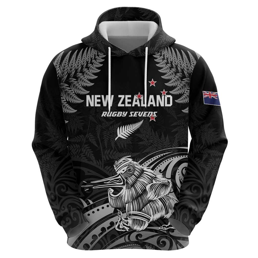 Custom New Zealand 2024 Rugby Zip Hoodie Silver Fern Aotearoa Kiwi LT01 - Polynesian Pride