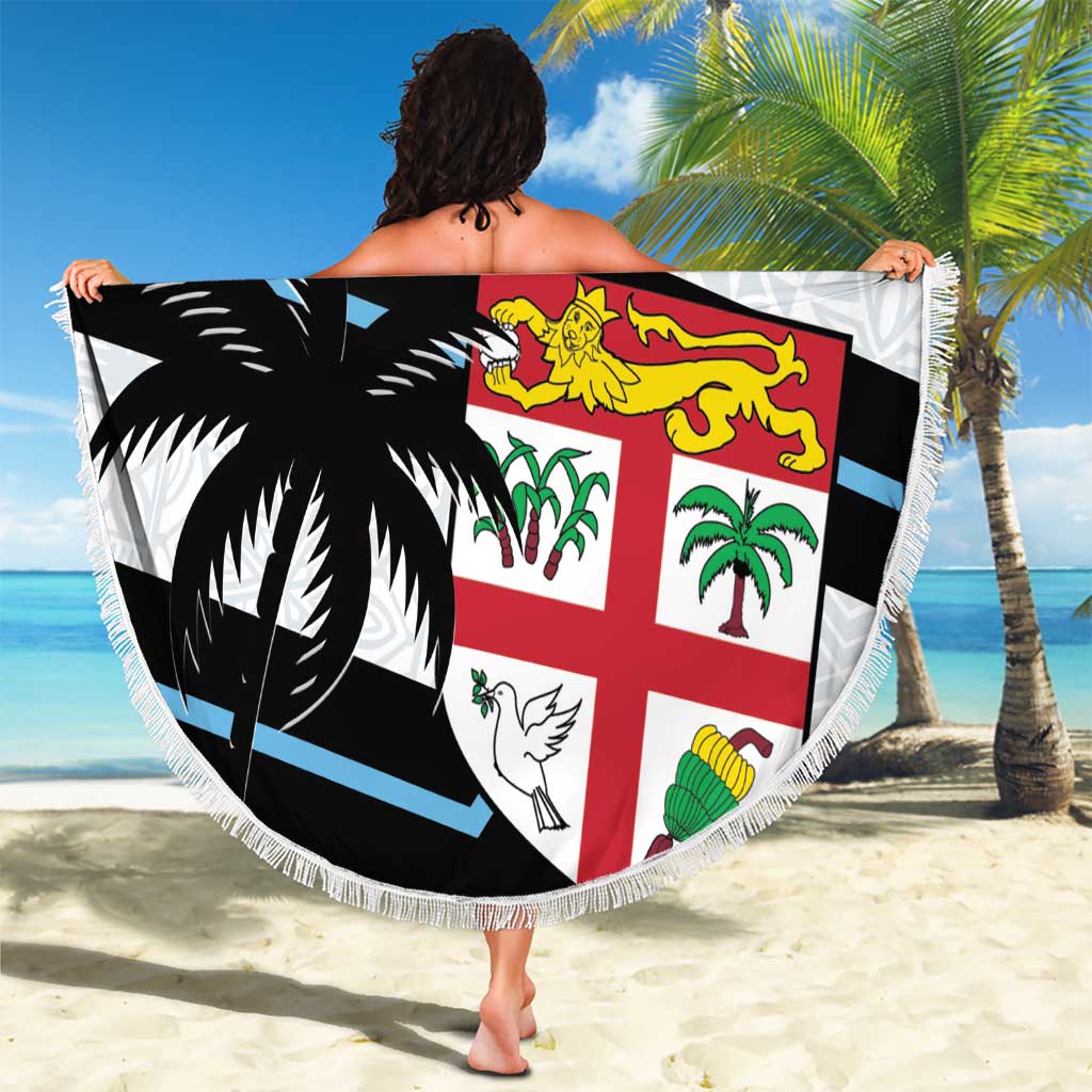 Fiji 2024 Rugby Beach Blanket Fijian Tapa Pattern