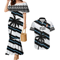 Custom Fiji 2024 Rugby Couples Matching Mermaid Dress and Hawaiian Shirt Fijian Tapa Pattern LT01 White - Polynesian Pride