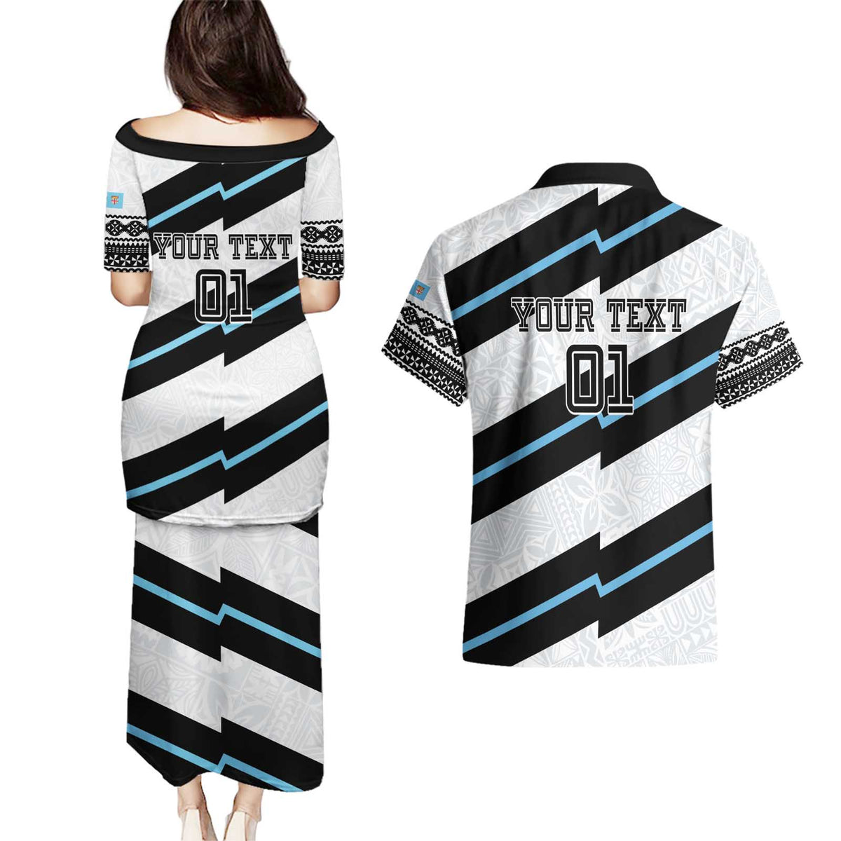 Custom Fiji 2024 Rugby Couples Matching Puletasi and Hawaiian Shirt Fijian Tapa Pattern LT01 - Polynesian Pride