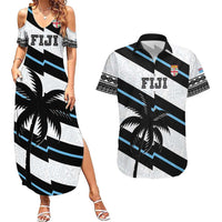 Custom Fiji 2024 Rugby Couples Matching Summer Maxi Dress and Hawaiian Shirt Fijian Tapa Pattern LT01 White - Polynesian Pride